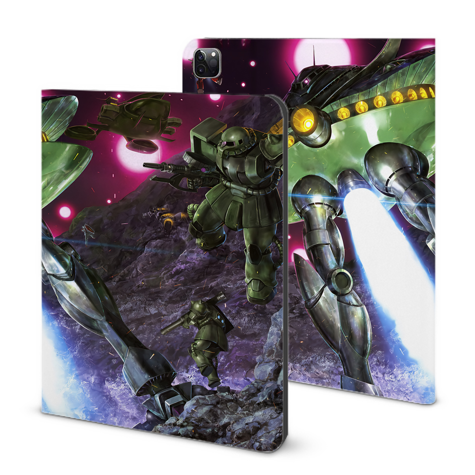 （画像用） 機動戦士ガンダム Mobile Suit Gundam IPad ケース ブック型 PUレザー TPU 耐衝撃 軽量 薄型 ペン収納なし 全面保護 IPad 各モデル対応